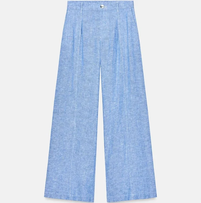 trousers Zara Wide Leg Linen Pleated Pants Zara USA $59.9