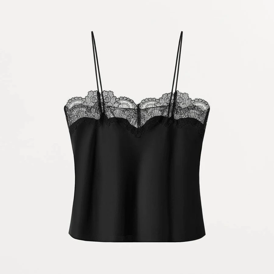 top Zara Women's Lace Trim Satin Camisole Zara USA $59.9