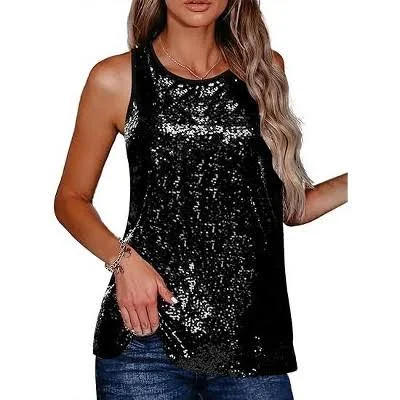 sleeveless top Zeagoo Women's Sparkle Shimmer Camisole Vest Target $17.99