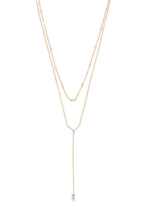 Ettika Dainty Marquise Double Layered Y-Necklace