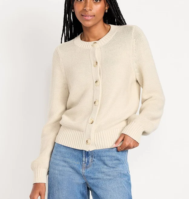 Old Navy Women's Seaside Cotton Garter-Knit Cardigan Sweater