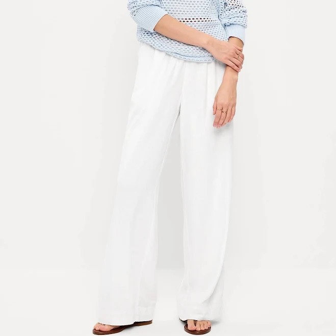 Old Navy Women's High-Waisted Linen-Blend Super Wide-Leg Pants