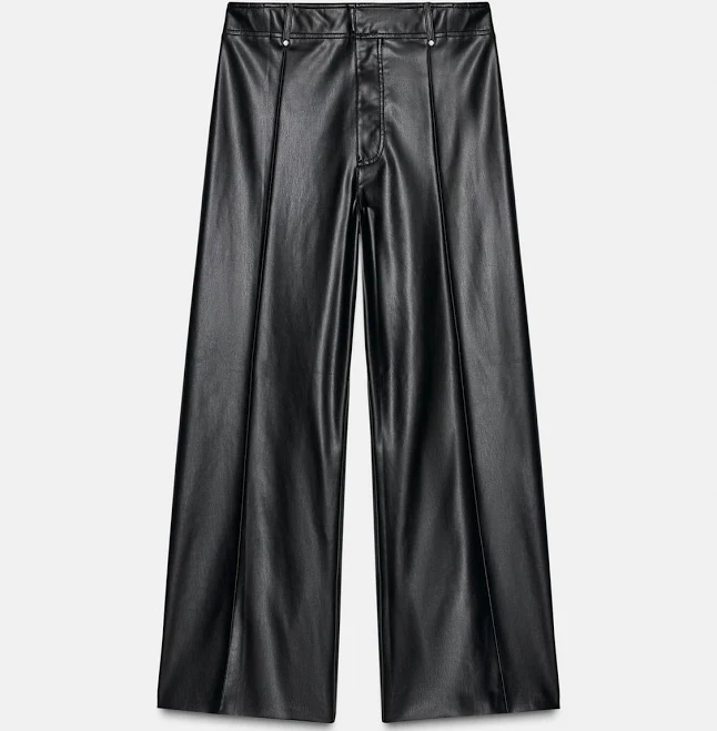 Zara Tailored Faux Leather Wide Leg Pants