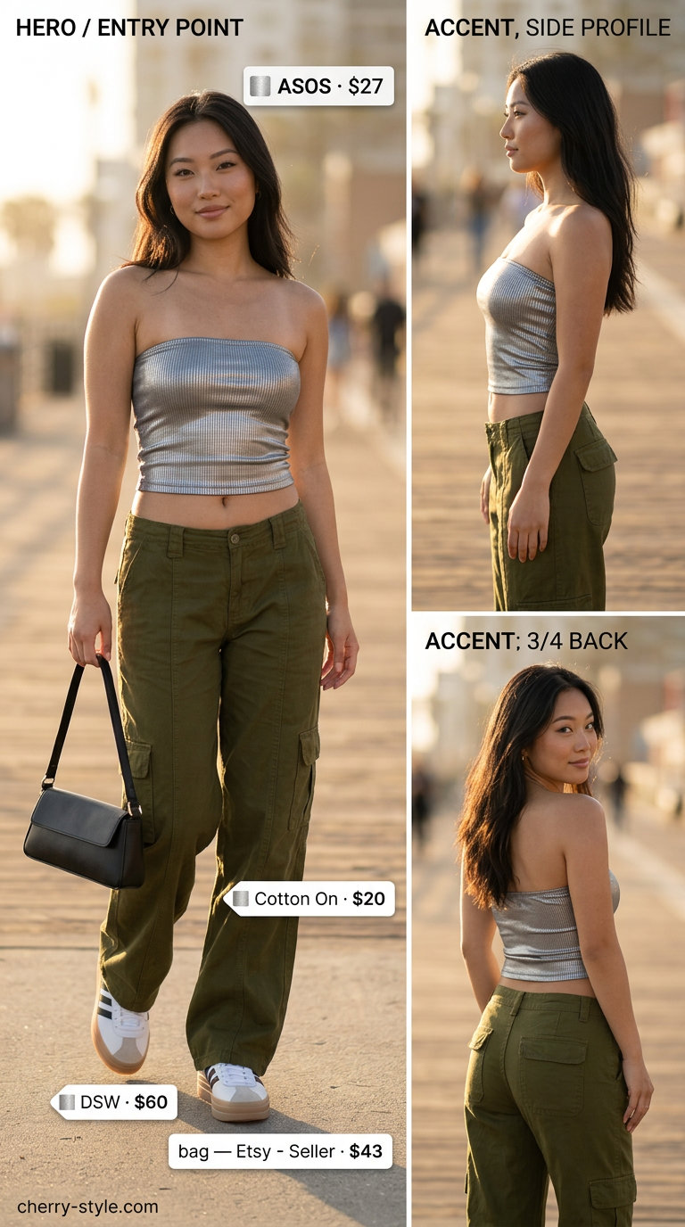 Playful Y2K summer bandeau top for women 2026 in silver for parties.