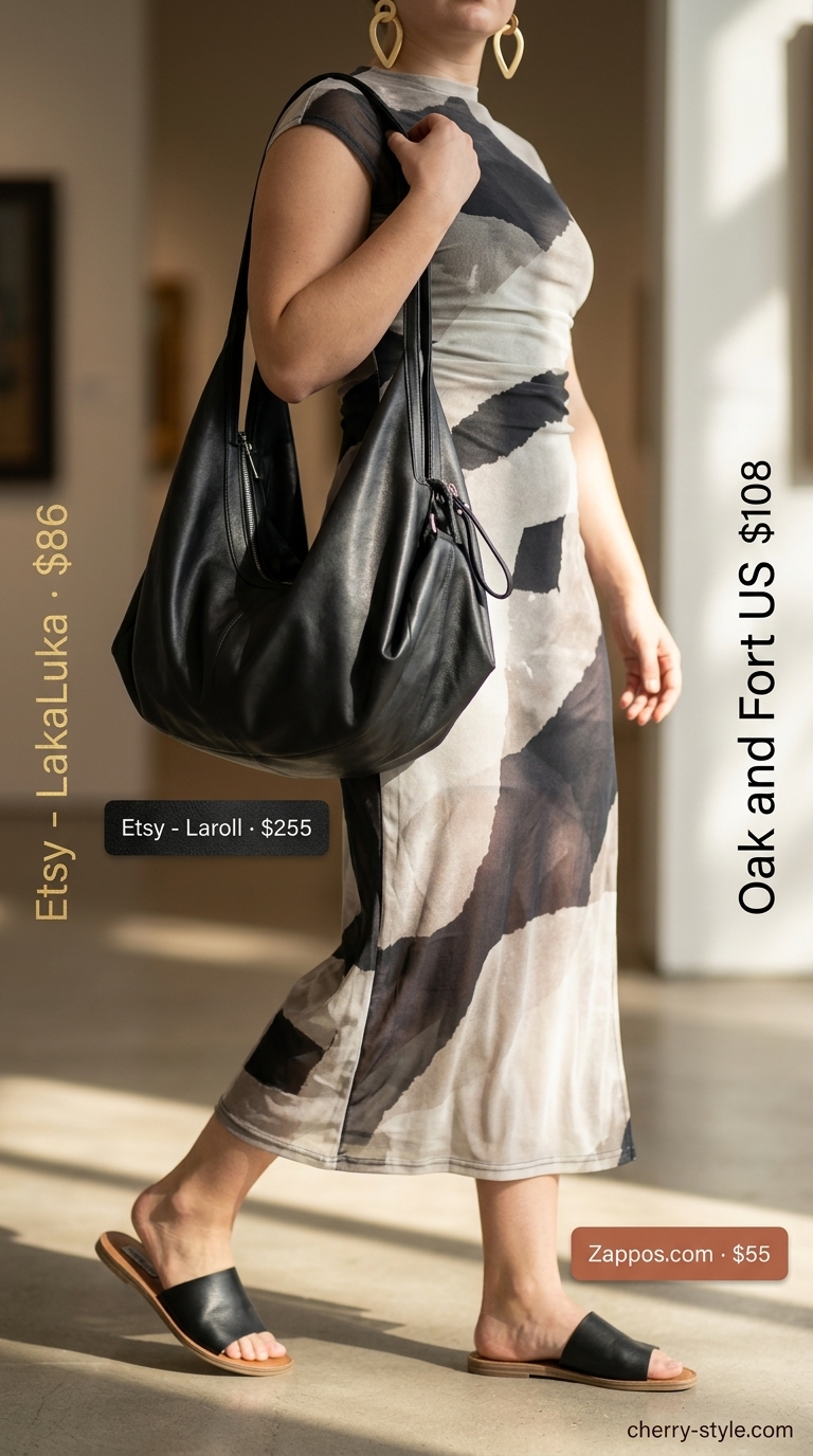 Artistic abstract print linen sleeveless maxi caftan dress for women 2026, for art walks and resort days.