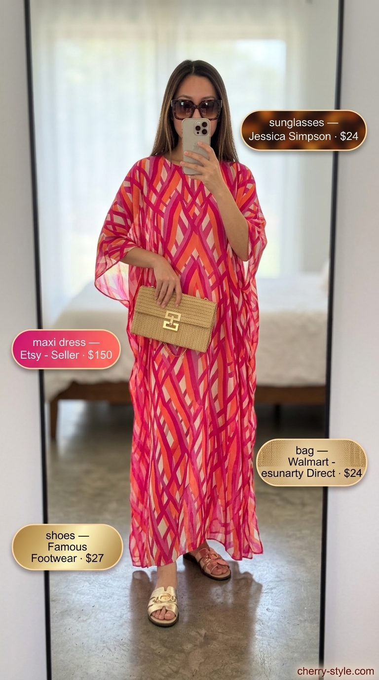 Vibrant fuchsia abstract print summer maxi dresses 2026 for tropical resort wear.