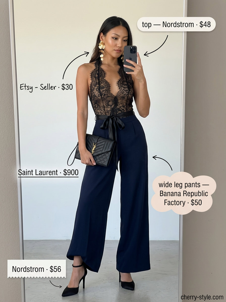 Luxurious emerald green and black summer palazzo wide leg pants outfits for women 2026, perfect for summer soirées and date nights.