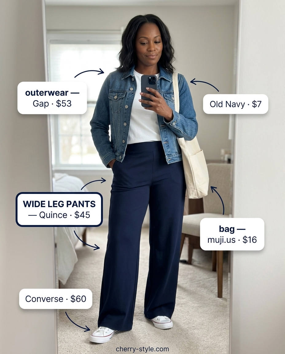 Casual pastel blue and white summer palazzo wide leg pants outfits for women 2026, great for weekend errands and travel.