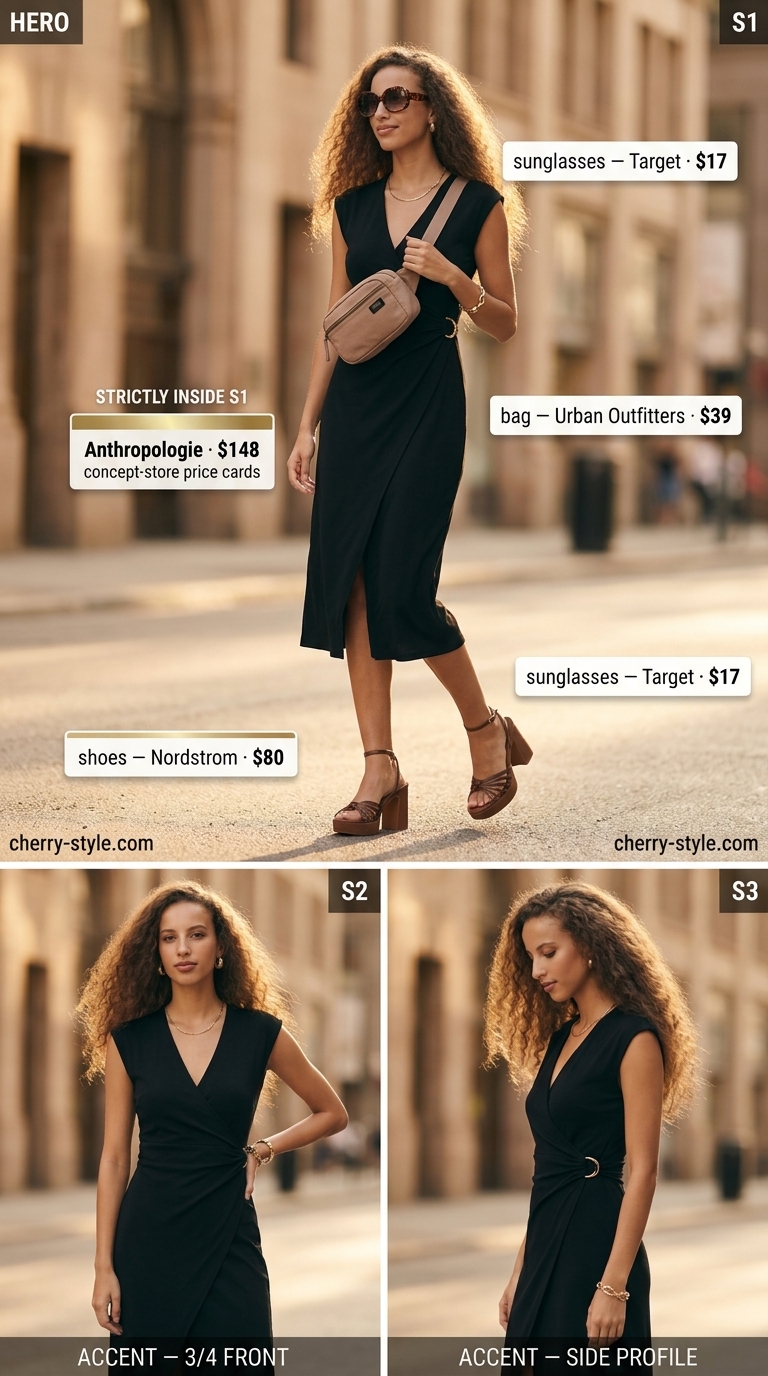 Khaki midi dress jumpsuit for tall women summer midi outfits 2026: Styled with chunky sandals, canvas belt bag, and oversized sunglasses.