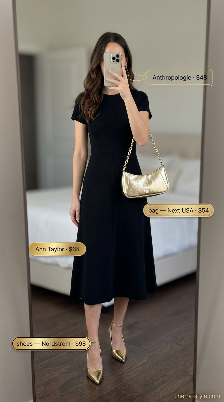 Tall women summer midi outfits 2026: Navy wide-leg jumpsuit with gold accessories for evening events.