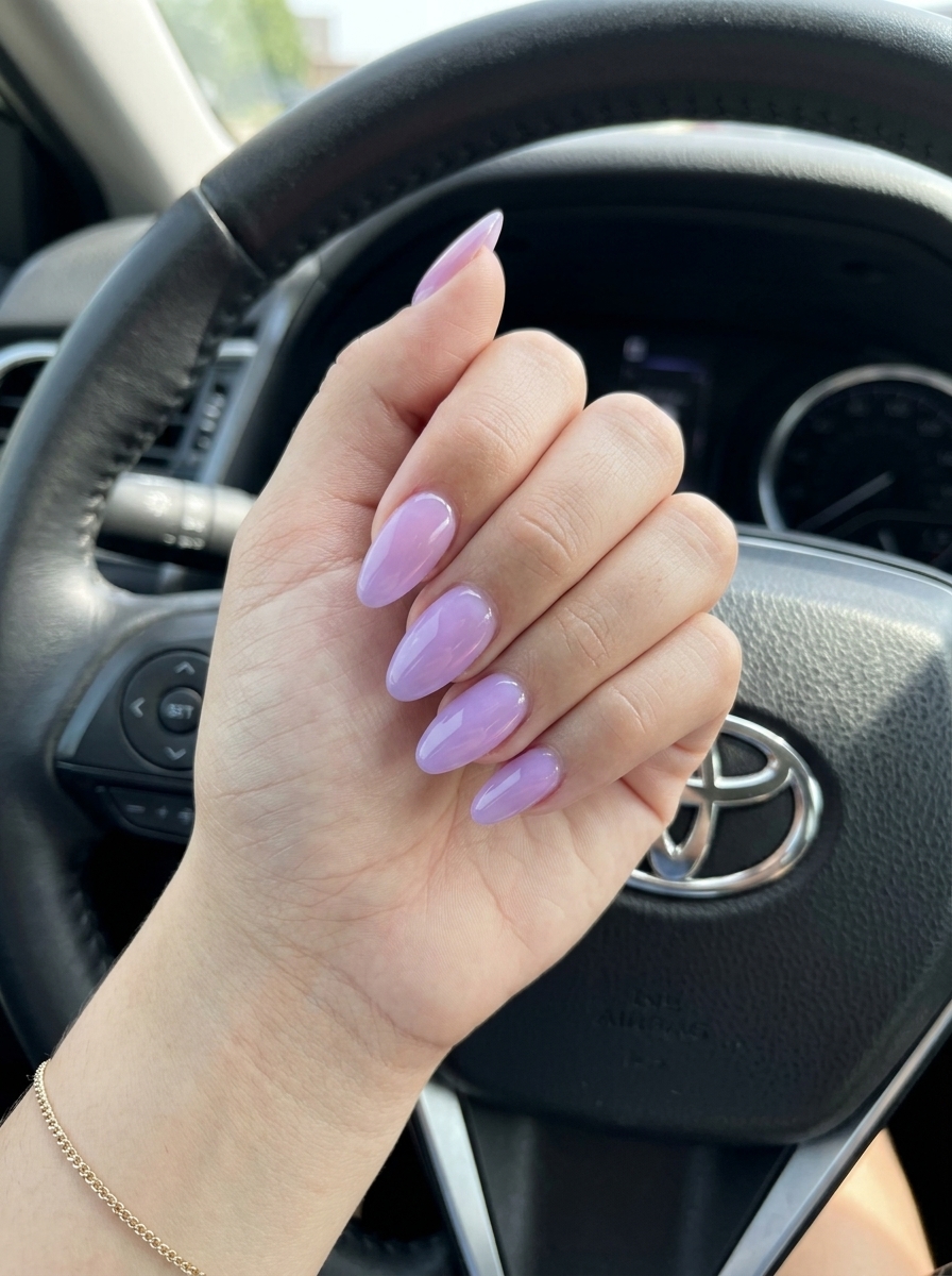 Lavender Aura Almond Nails 2026: Dreamy Glow Lavender Aura Almond Glow nails for almond summer nails 2026 for fair skin. Mystical and dreamy.