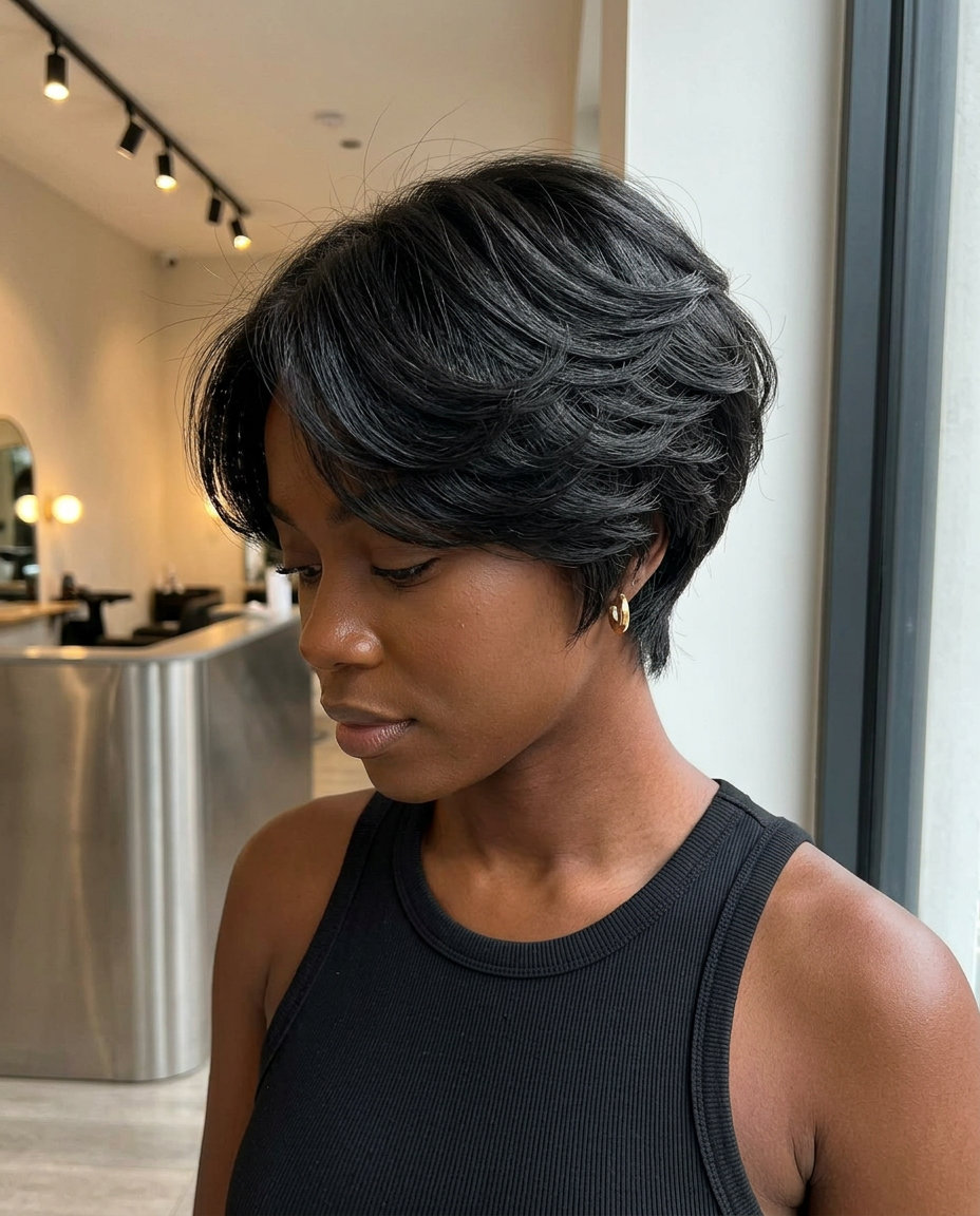 short black butterfly haircut with undercut and sculpted texture for summer 2026