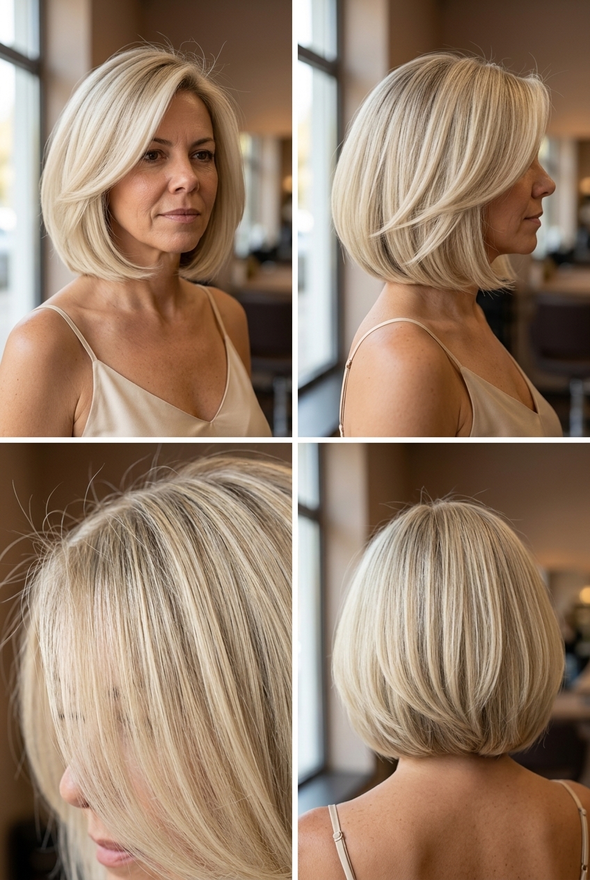 Chantilly Cream Italian Bob 2026 chin-length blonde italian bob haircut with cream undertones, blunt perimeter, no fringe — elegant voluminous