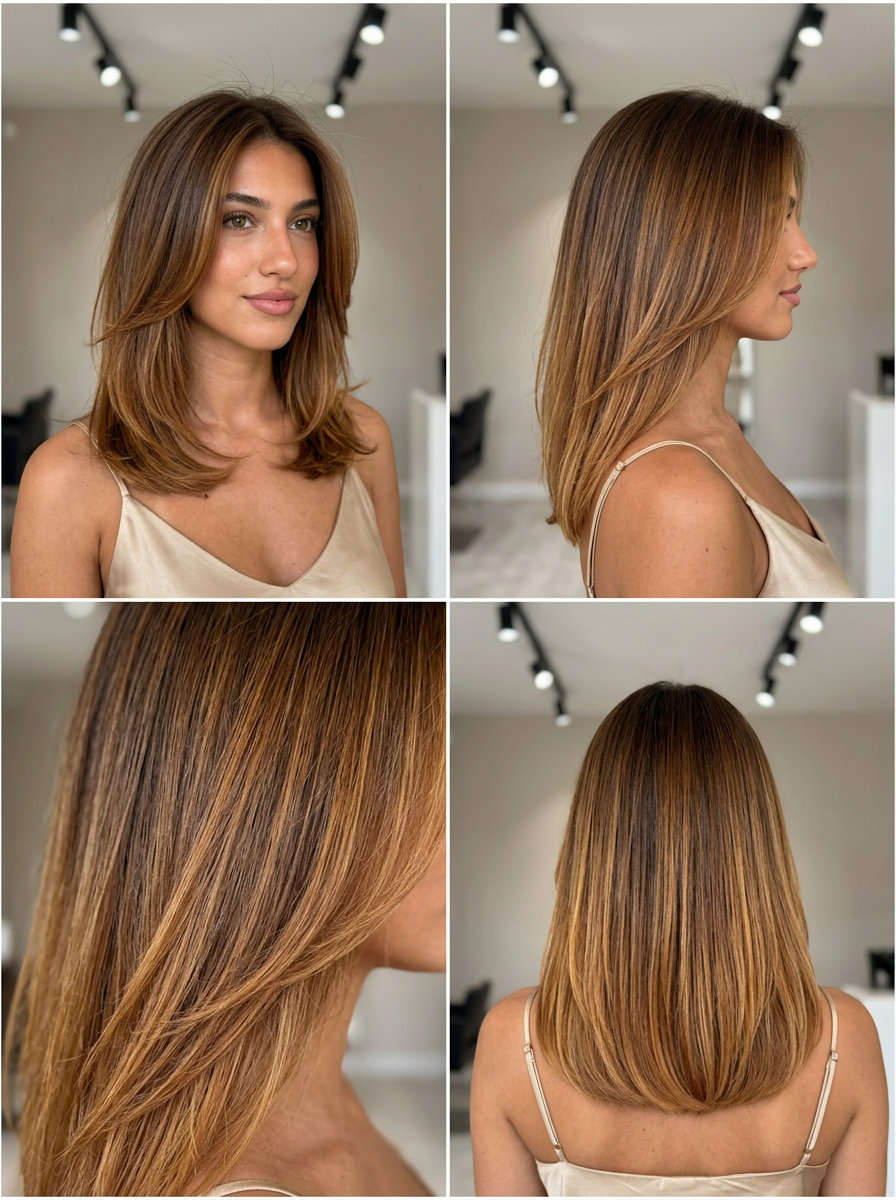 long bronde ombré with bronzed honey blonde, balayage, face-framing highlights — romantic vacation