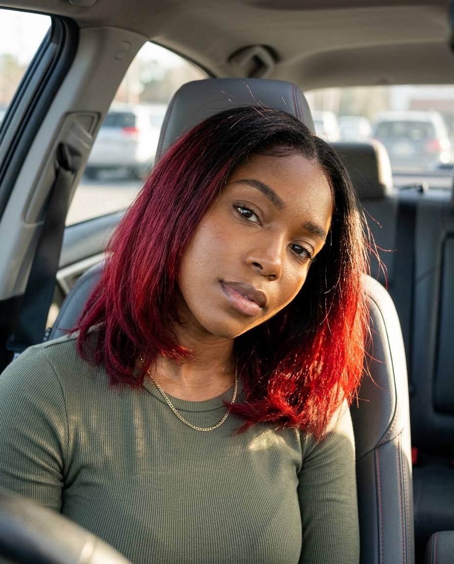 medium crimson textured ends with vibrant red-burgundy, razored layers for summer 2026