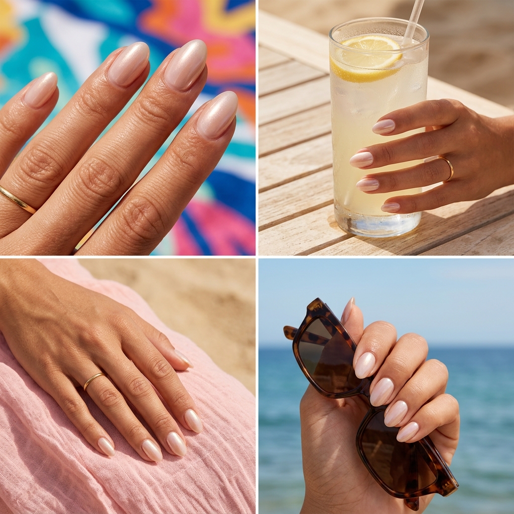 Cute summer nails 2026: Minimalist sheer nude glazed donut nails for daily wear and work.