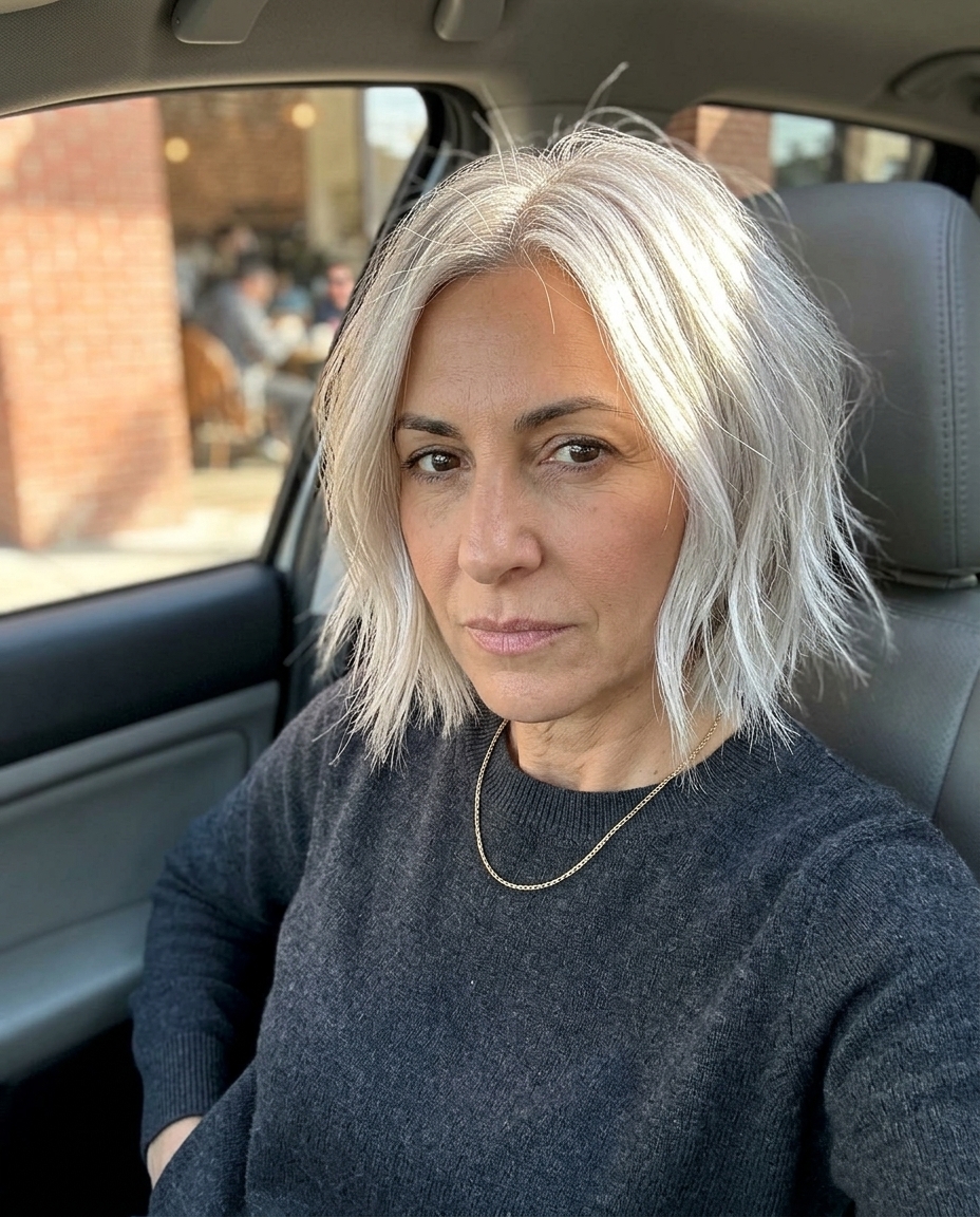 short platinum pixie haircut with razored texture and side-swept fringe for summer