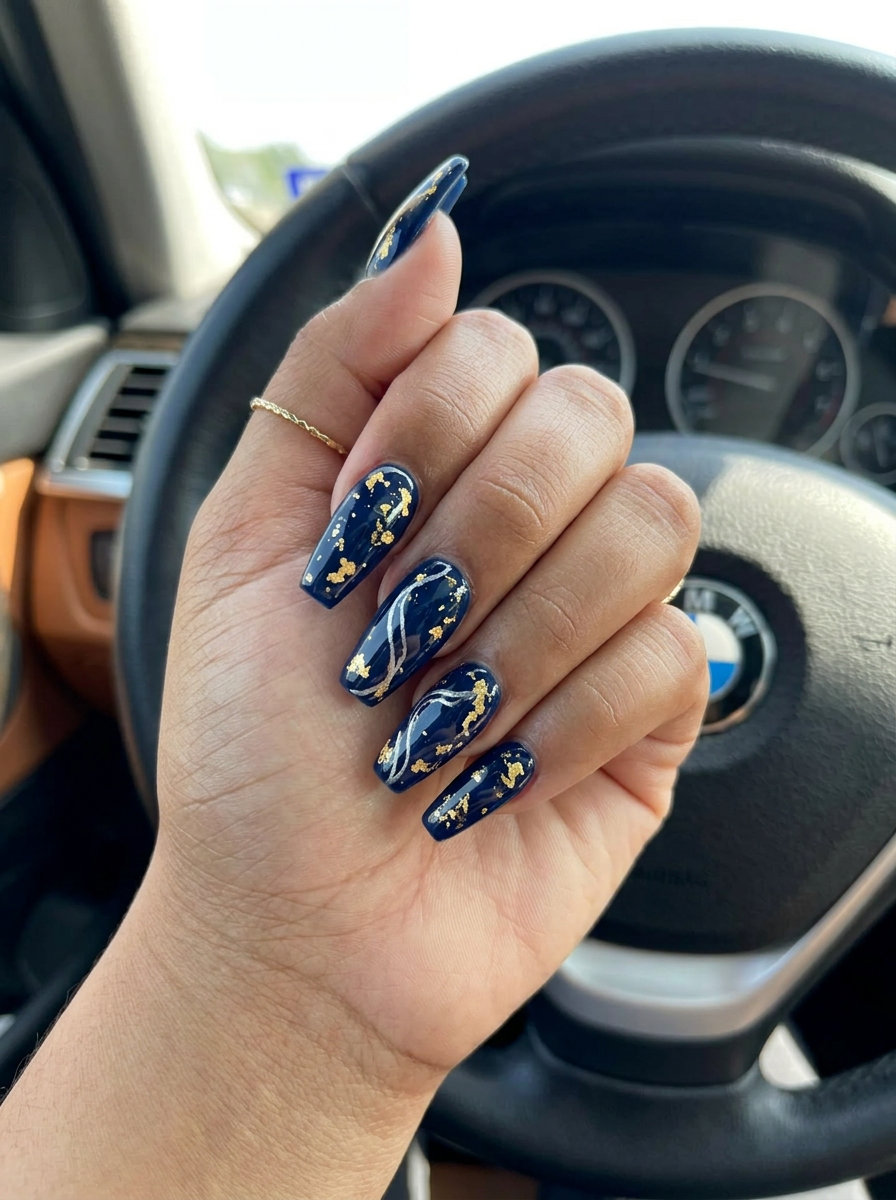 Aqua splash marble nails for summer 2026, perfect for daily wear and relaxed weekends.