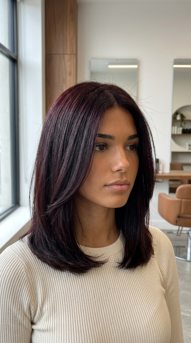 long midnight merlot solid with black-burgundy velvet sheen, uniform color for summer 2026