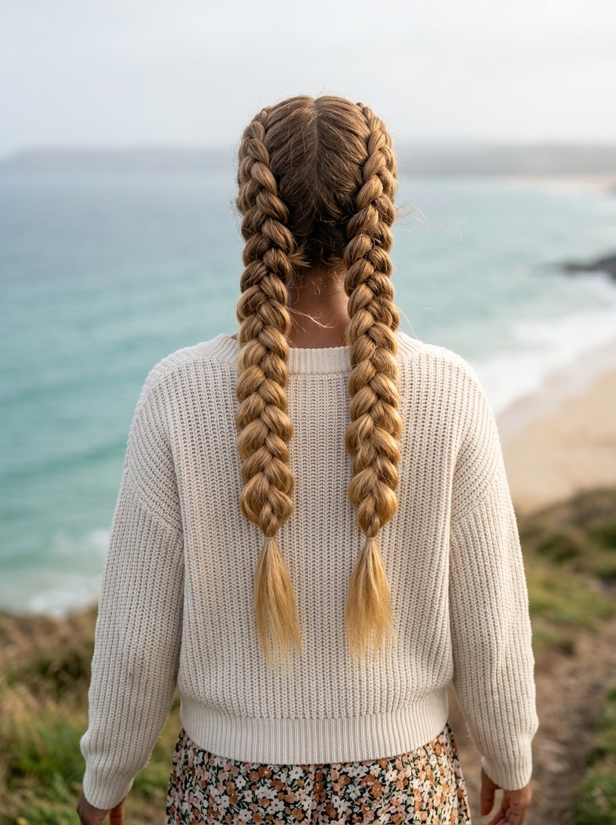 long ombré french braids with golden blonde, beachy texture for festivals
