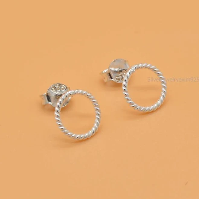 accessory 925 Sterling Silver Minimalist Round Stud Earrings Etsy - silverjewelryexim925 $15.37
