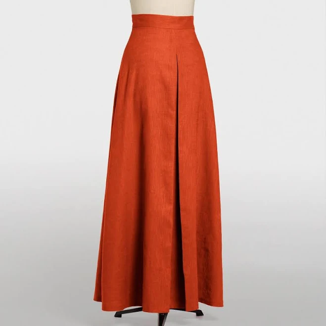 skirt A-Line High Waist Linen Maxi Skirt with Pockets Etsy - Seller $159.41