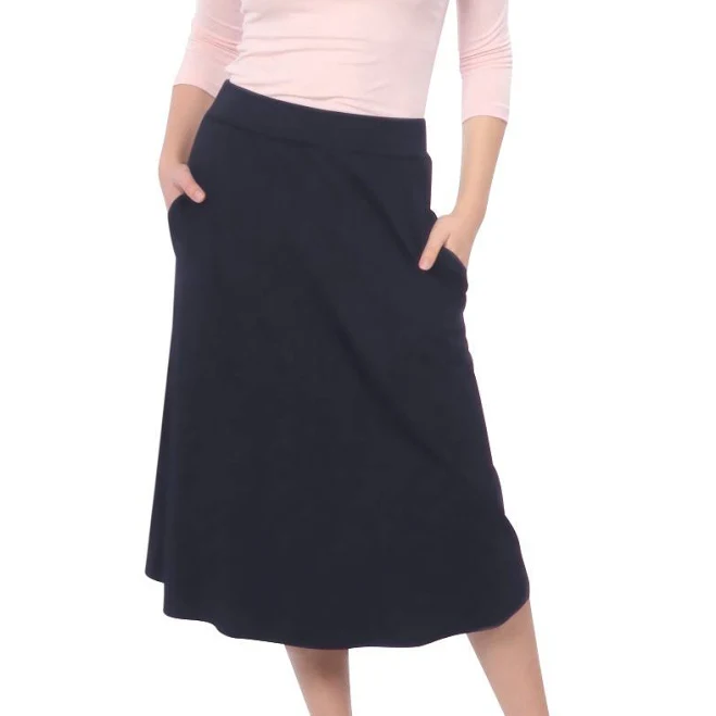 skirt A-Line Midi Skirt with Pockets Kosher Casual $31.9