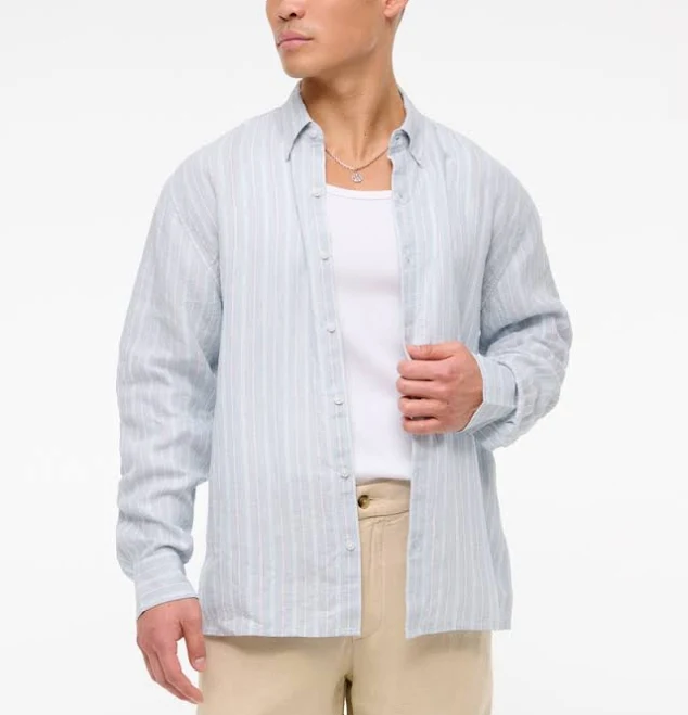 top Abercrombie & Fitch Men's Linen Button-Up Shirt Abercrombie & Fitch $26.97