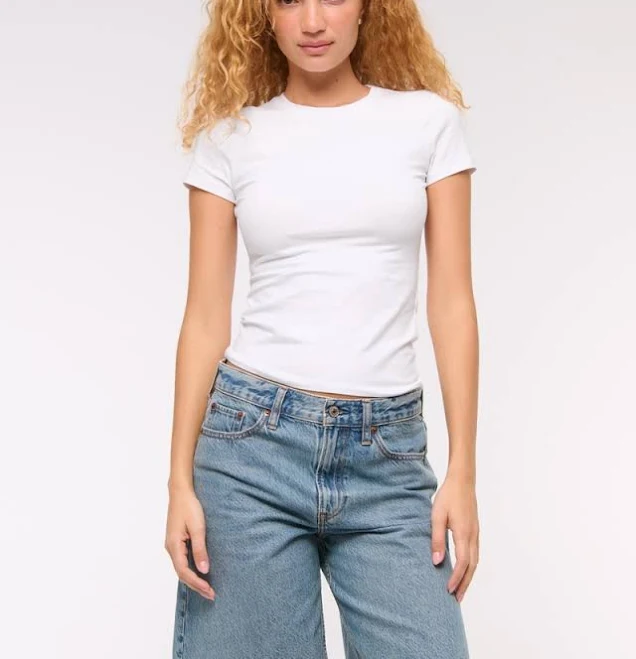 top Abercrombie & Fitch Women's Essential Tuckable Baby Tee Abercrombie & Fitch $29