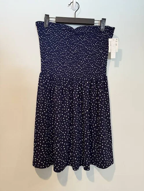 dress Abound Strapless Mini Dress Womens Medium Navy Polka Dot Smocked eBay - mmcthrift $16.99