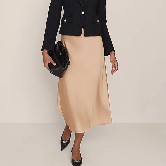 skirt Ann Taylor Women's Satin Bias Midi Slip Skirt Ann Taylor $59.93
