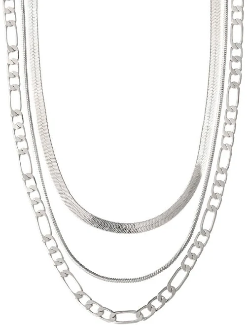 accessory Believe by Brilliance Women's Fine Silver Plated Triple Layer Necklace Set Walmart $14.94