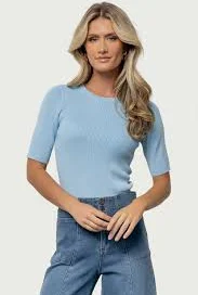 top Chiara Ribbed Top | Light Blue Baltic Born $27