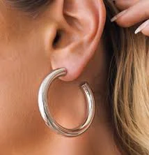 accessory Chunky Silver Hoops | Large JacqMaria Jewelry $40.8
