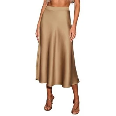 skirt Coolmee Women's High Waisted A-Line Satin Midi Skirt Target $37.99
