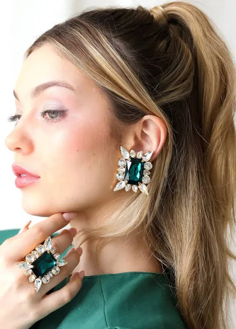 accessory Emerald Crystal Earrings Etsy - iloniti $237.6