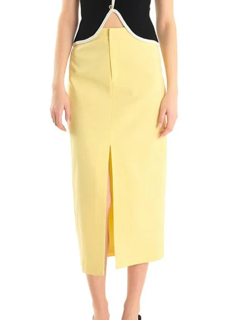 skirt Endless Rose Women's Front Slit Linen Midi Skirt Nordstrom $110