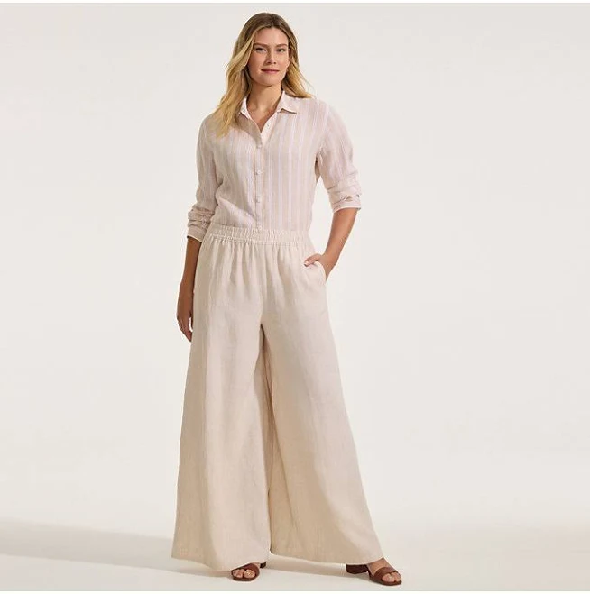 pants Lands' End Women's Linen High Rise Palazzo Pants Lands' End $62.97