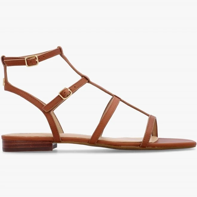 shoes LAUREN RALPH LAUREN Everley LAUREN Tan Leather Gladiator Sandals Daniel Footwear $117.68
