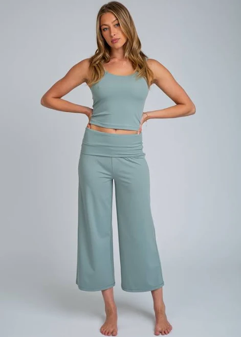 two piece set Luxe Fold Over Cropped Wide Leg Set Rewash Brand $50
