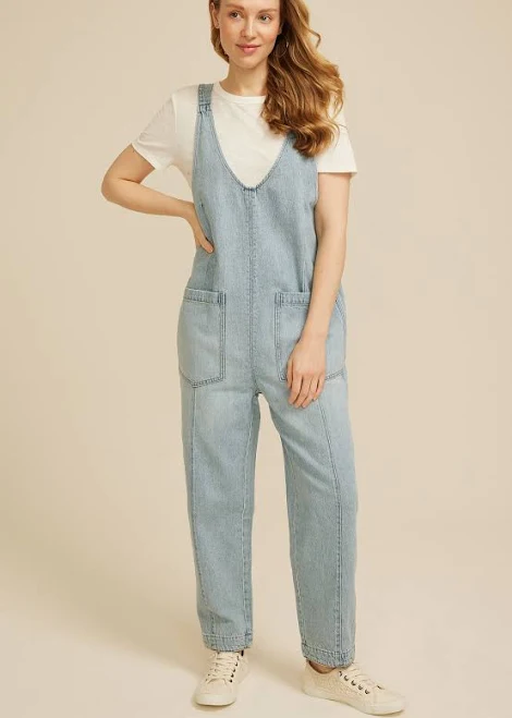 overalls maurices Women's Scoop Neck Denim Overalls Maurices $41.99