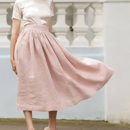 skirt Midi High Waist Linen Skirt with Pockets Etsy - Seller $239.85