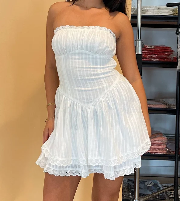 dress Mina Strapless Mini Dress with Eyelet Trim Rebelflow $20