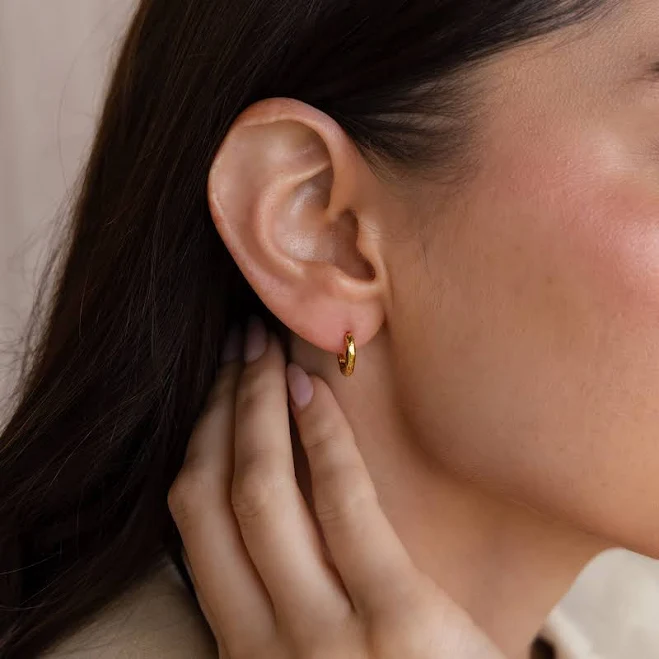 accessory Mini Hammered Huggie Hoop Earrings Caitlyn Minimalist Caitlyn Minimalist $18.2