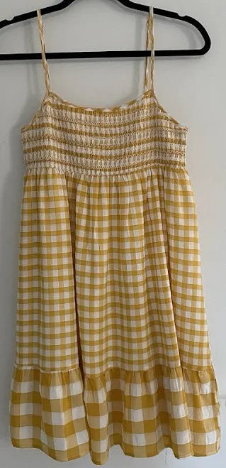dress Mittoshop Mustard Yellow Gingham Sundress Size Small Adjustable Straps eBay $17.99