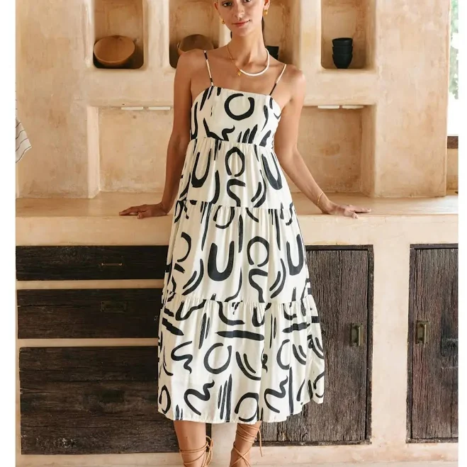 dress Nori Abstract Tiered Midi Dress TikTok Shop $74.95