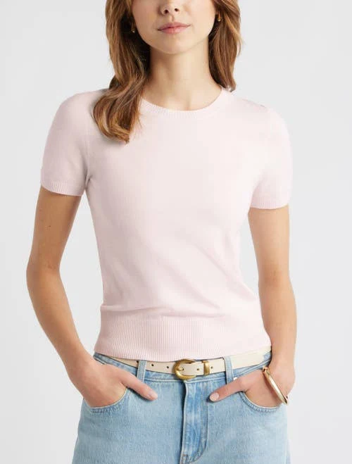 top Open Edit Fitted Short Sleeve Sweater Nordstrom $44.62