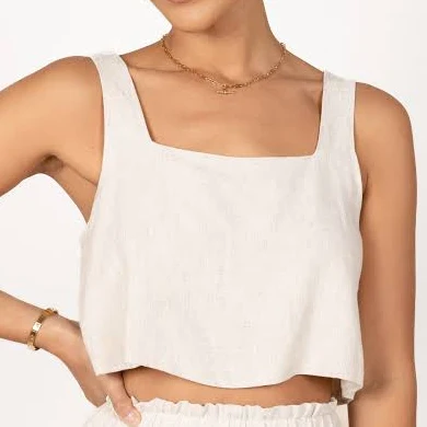 matching set Petal & Pup Eleanor Cropped Linen Tank Petal & Pup USA $45