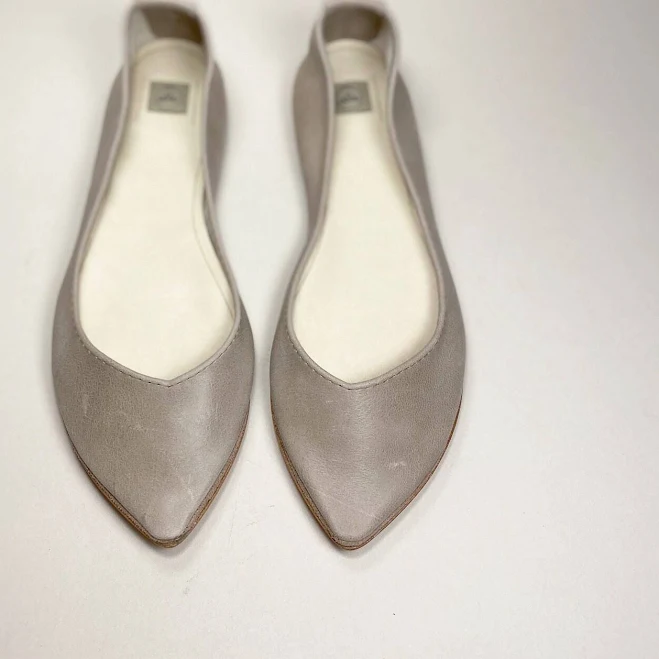shoes Pointy Toe Ballet Flats Shoes in Light Taupe Italian Leather, Handmade Womens Pointed Ballerinas, Elehandmade Shoes Etsy - elehandmade $183.89