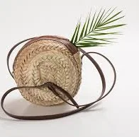 bag Round wicker straw bag with Leather Strap Natural Color With Zip Etsy $49.04